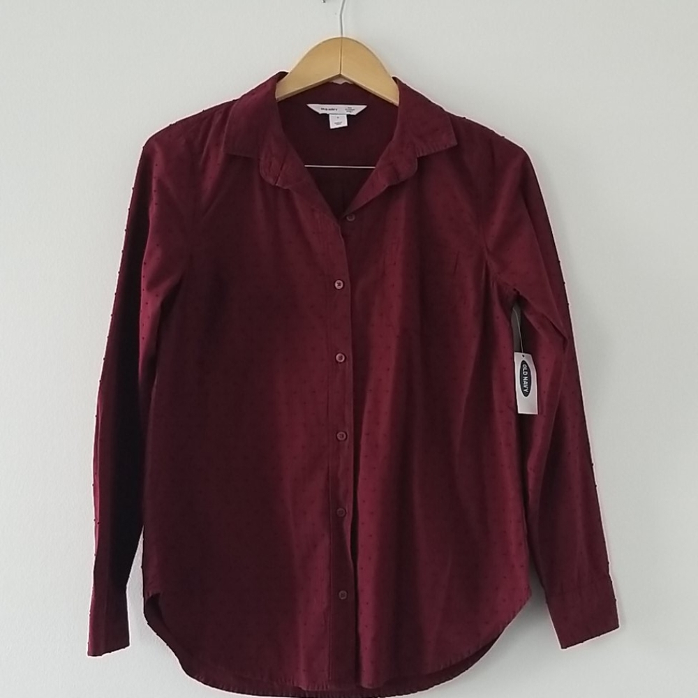 Old Navy Classic Button Down w/polka dots [NWT]